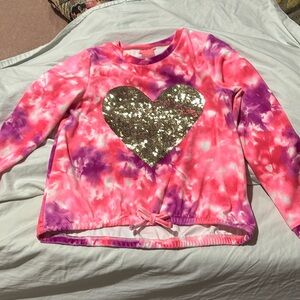 Isaac Mizrahi 7/8 tie dye sweatshirt gold sequin heart nwot perfect